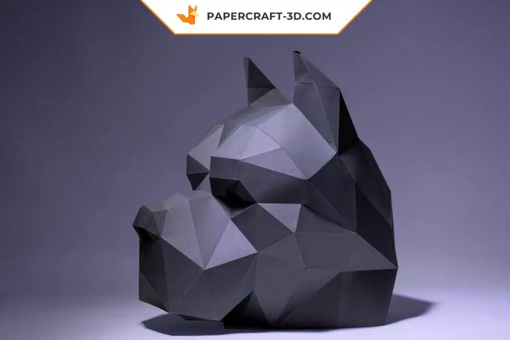 Papercraft máscara de pitbull em origami 3D