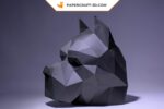 Papercraft pitbull mask in 3D origami