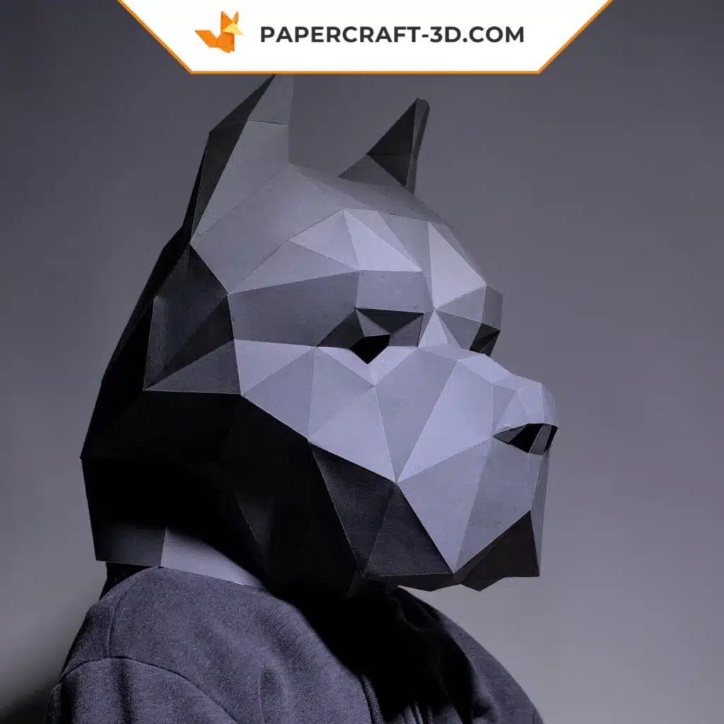 Papercraft Pitbull-Maske aus 3D-Origami