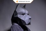 Papercraft pitbull mask in 3D origami