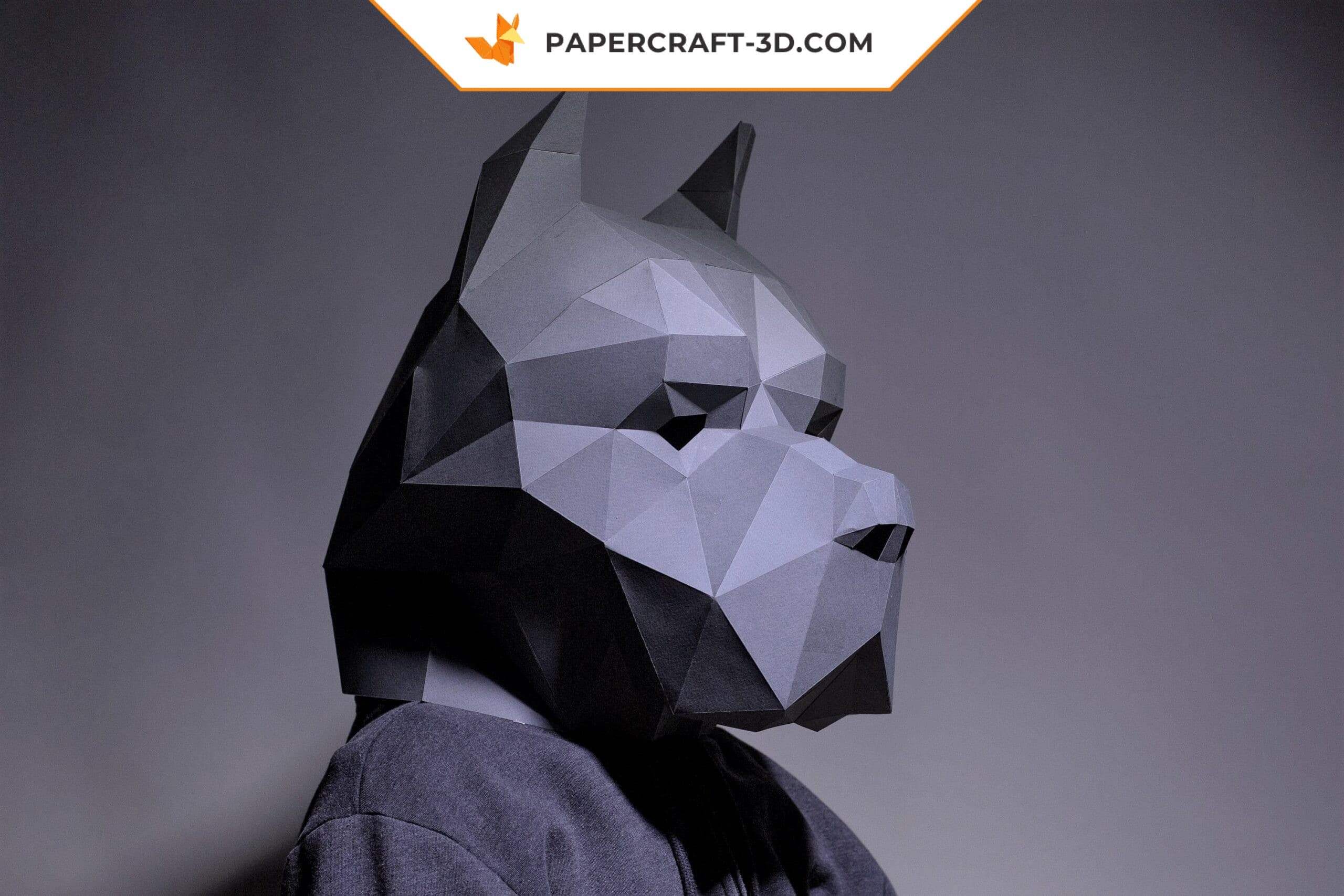 Papercraft pitbull mask in 3D origami Papercraft pitbull mask in 3D origami