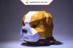 Papercraft dog mask in 3D origami