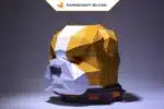 Papercraft Masque de Chien Taureau en papier 3D - Origami DIY à télécharger en PDF pour Halloween, weergave 3