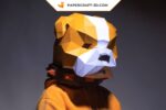 Papercraft dog mask in 3D origami