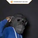 Papercraft Masque de Chimpanzé en origami papier 3D, weergave 2