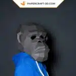 Papercraft Masque de Chimpanzé en origami papier 3D, weergave 3
