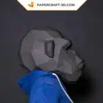 Papercraft Masque de Chimpanzé en origami papier 3D, weergave 4