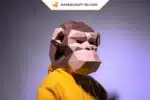 Papercraft masque de chimpanzé en origami papier 3D