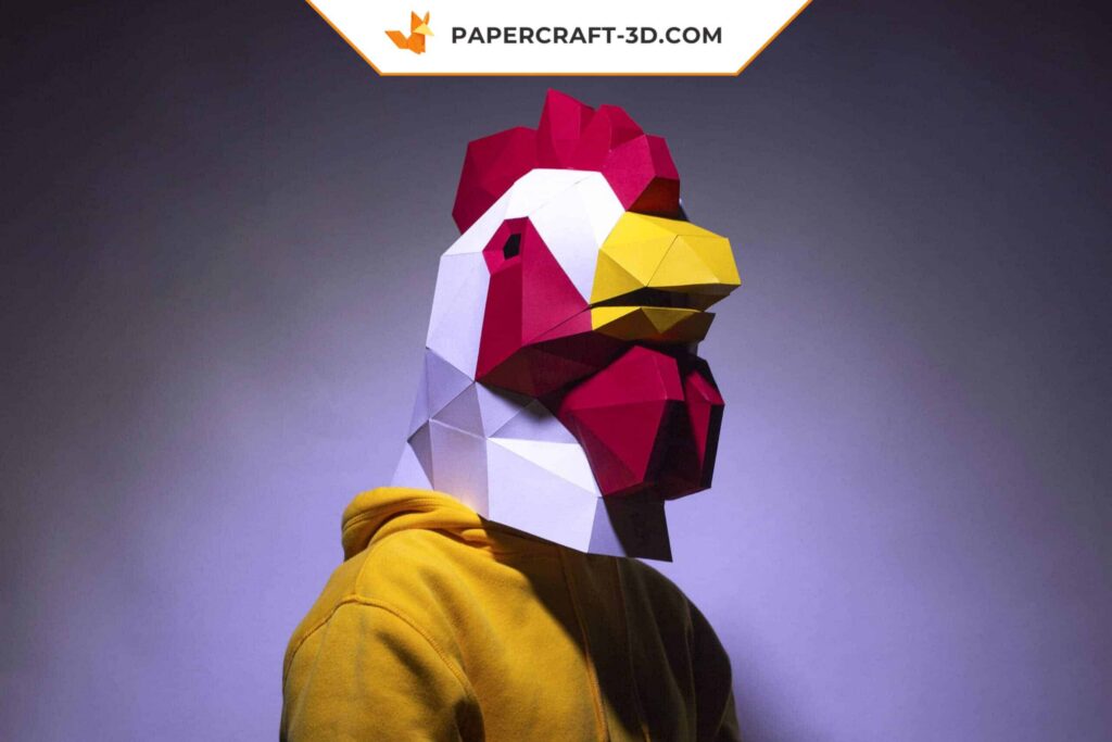 Papercraft máscara de galo em origami