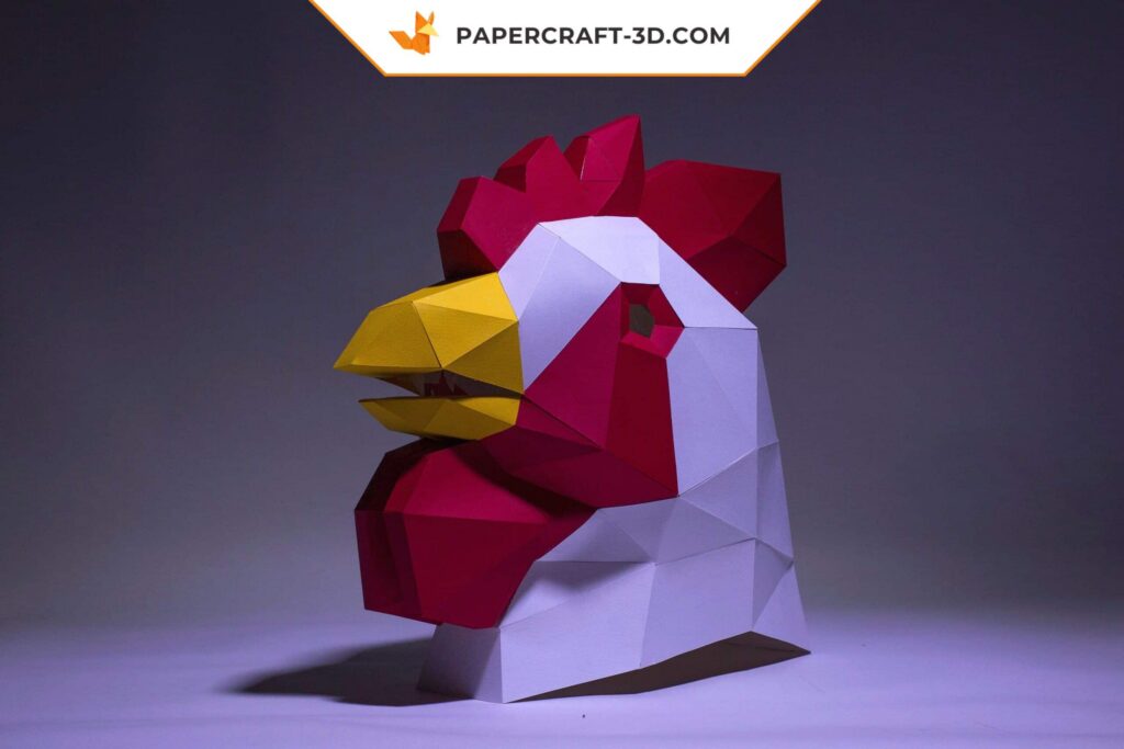 Papercraft máscara de galo em origami
