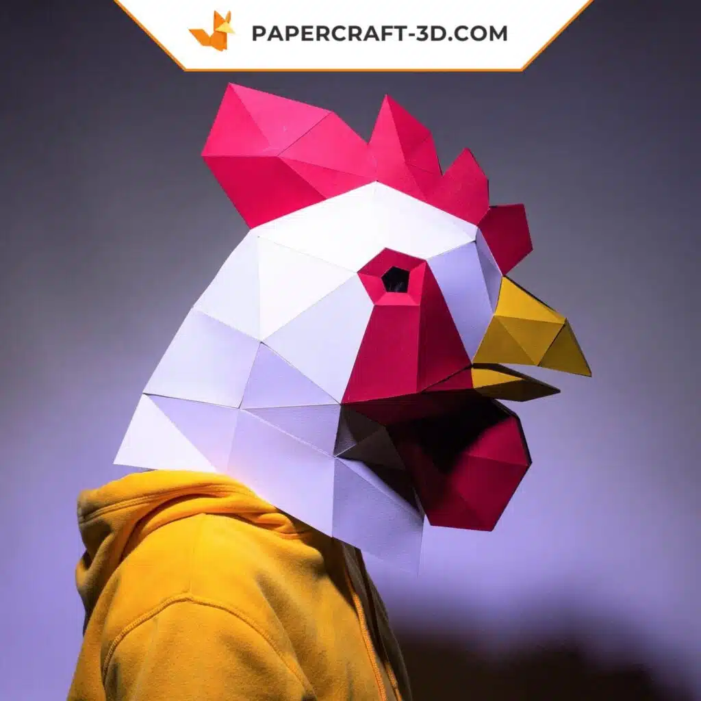 Papercraft Origami-Hahnmaske aus Papier
