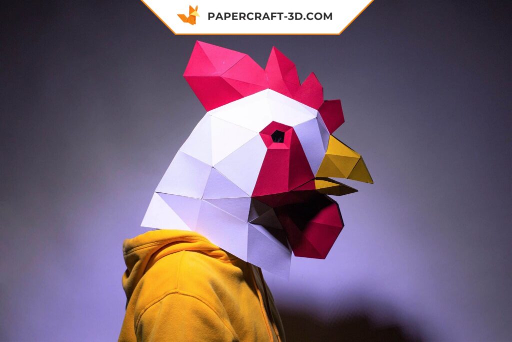 Papercraft máscara de galo em origami