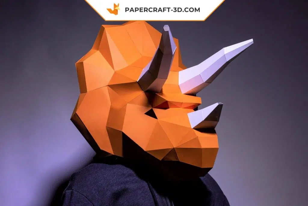 Papercraft maschera Triceratopo in origami 3D