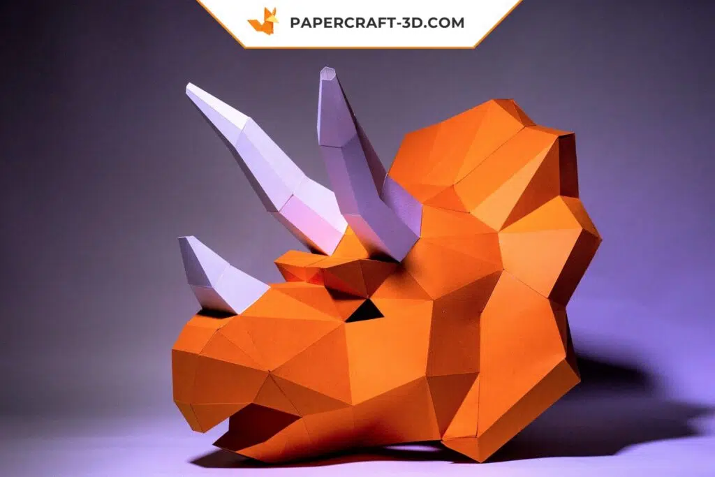 Papercraft maschera Triceratopo in origami 3D