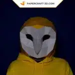 Papercraft masque de hibou origami papier 3D, weergave 2