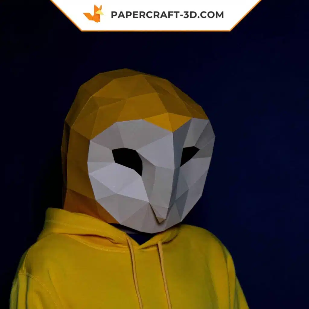 Papercraft máscara de coruja em origami 3D
