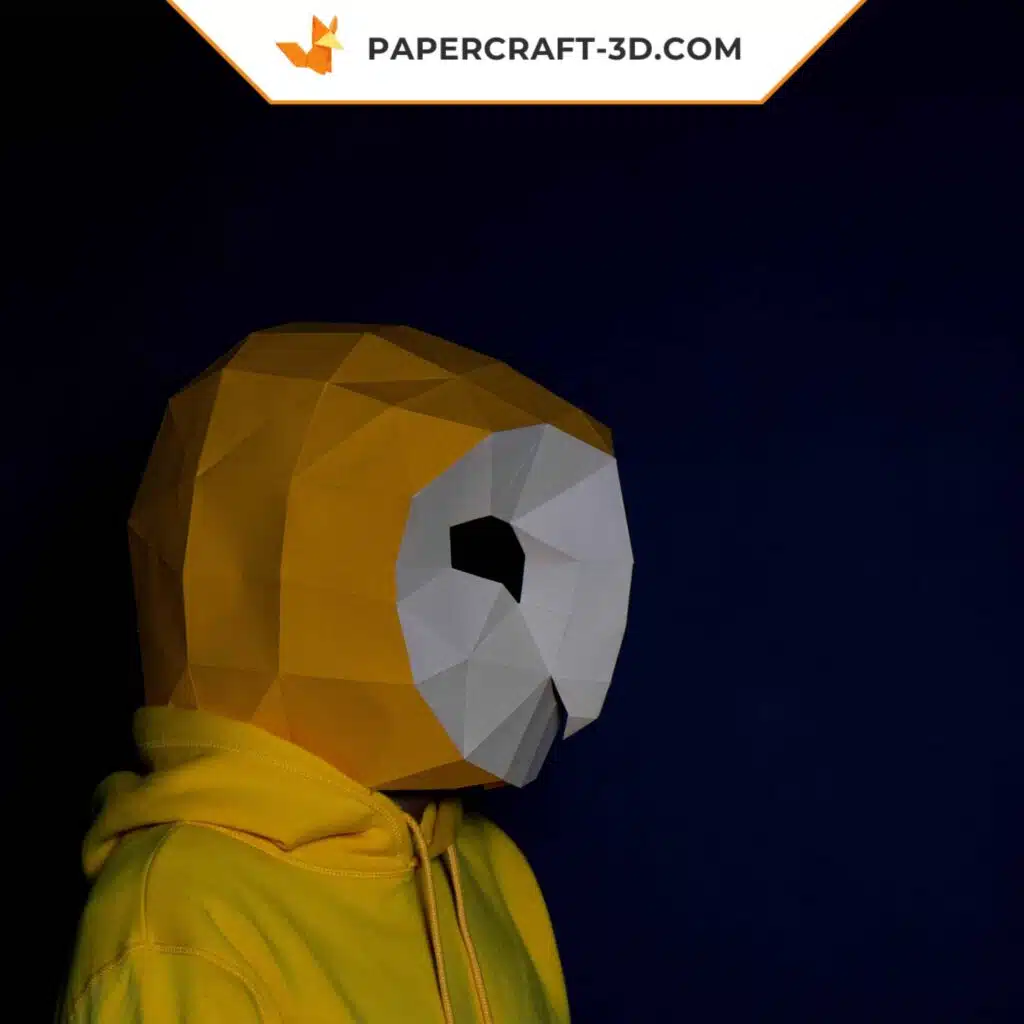 Papercraft masque de hibou origami papier 3D, weergave 3