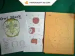 Papercraft masque de hibou origami papier 3D, weergave 4
