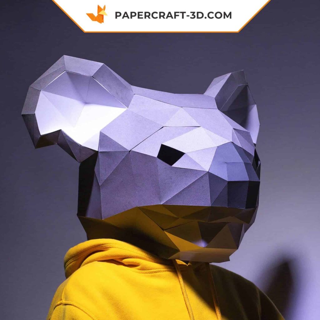 Papercraft koala mask in origami