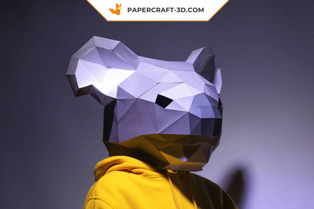 Papercraft máscara de koala en origami