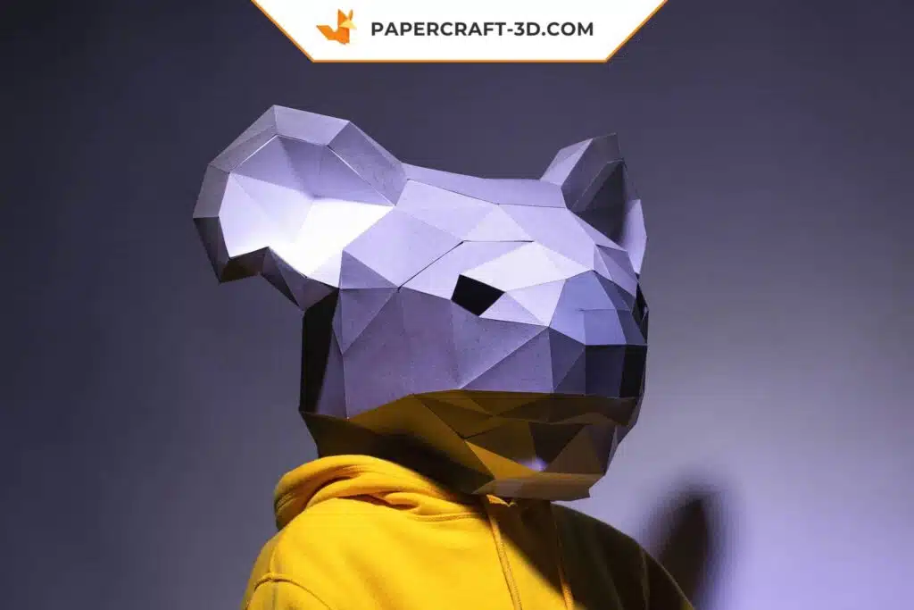 Papercraft masque de Koala en origami papier 3D à télécharger en PDF, weergave 2