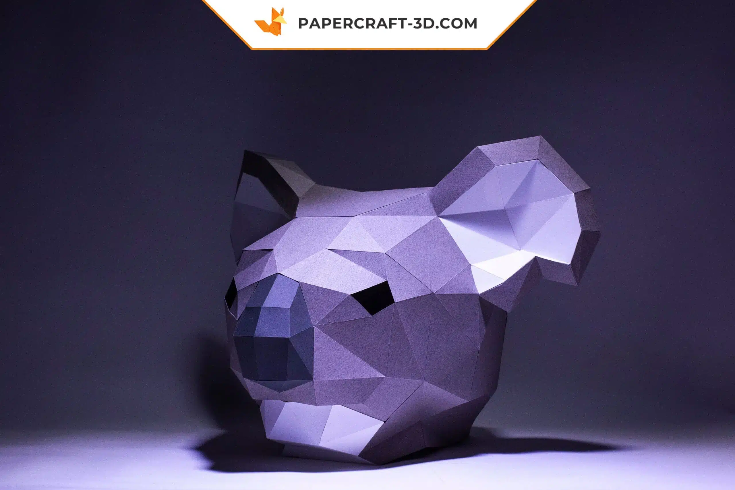 Papercraft masque de Koala en origami papier 3D à télécharger en PDF, weergave 4