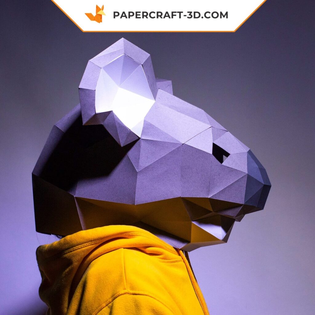 Papercraft koala mask in origami Papercraft koala mask in origami