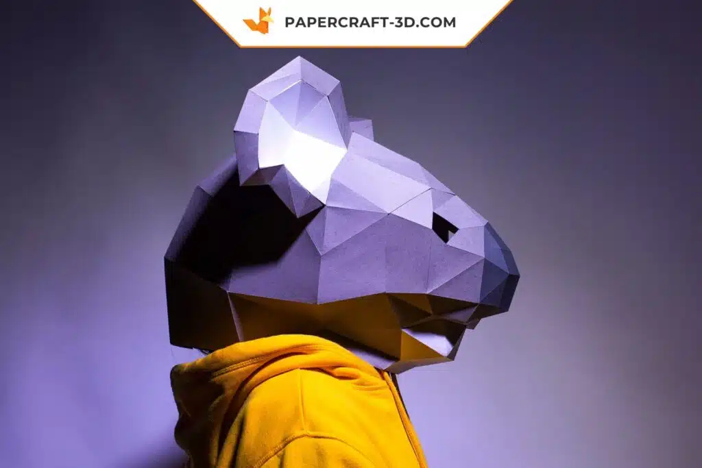 Papercraft masque de Koala en origami papier 3D à télécharger en PDF