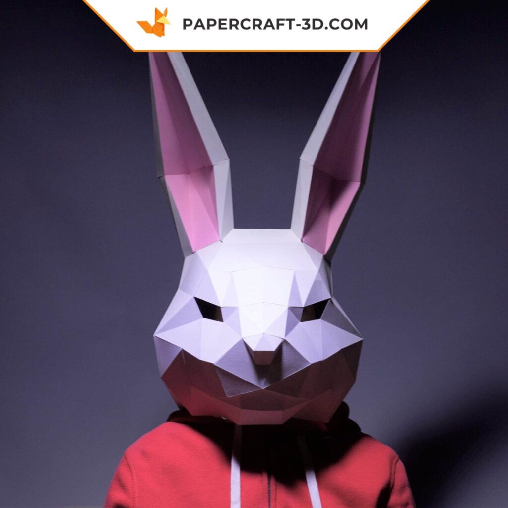 Papercraft rabbit mask in 3D origami