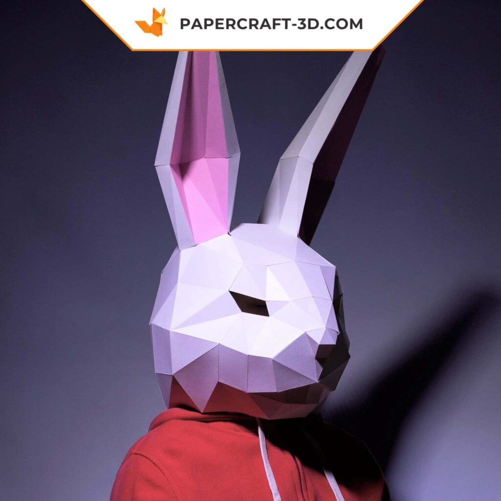 Papercraft rabbit mask in 3D origami