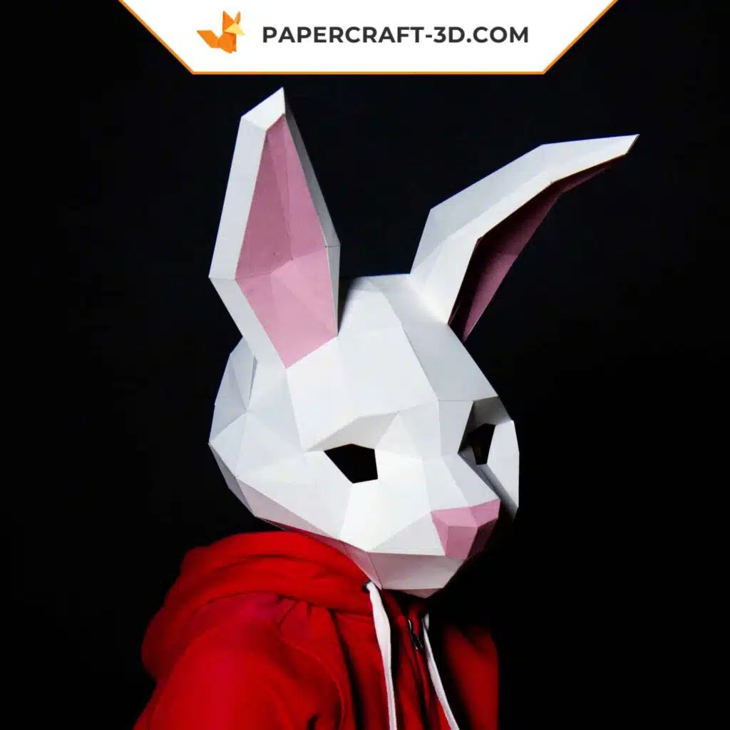 Papercraft masque de lapin origami papier 3D DIY à télécharger, weergave 2