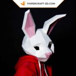 Papercraft rabbit mask in origami