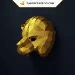 Papercraft masque de lion doré en origami 3D