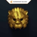 Papercraft lion mask in origami