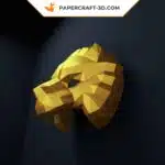Papercraft masque de lion doré en origami 3D