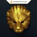 Papercraft masque de lion doré en origami 3D