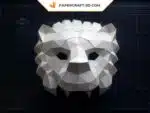 Papercraft masque de lion doré en origami 3D