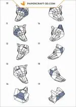Papercraft wolf mask in 3D origami
