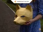 Papercraft wolf mask in 3D origami