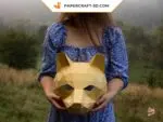 Papercraft wolf mask in 3D origami