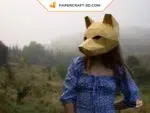 Papercraft wolf mask in 3D origami