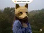 Papercraft wolf mask in 3D origami