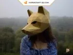 Papercraft wolf mask in 3D origami
