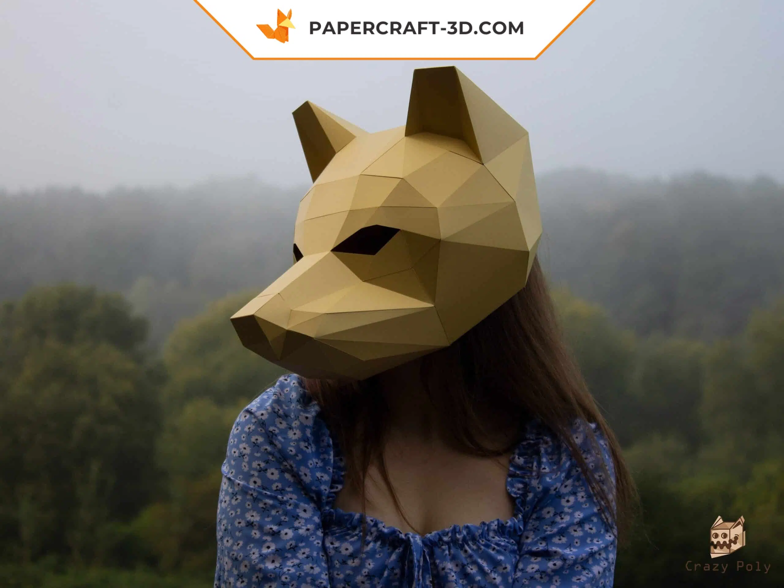 Papercraft wolf mask in 3D origami Papercraft wolf mask in 3D origami