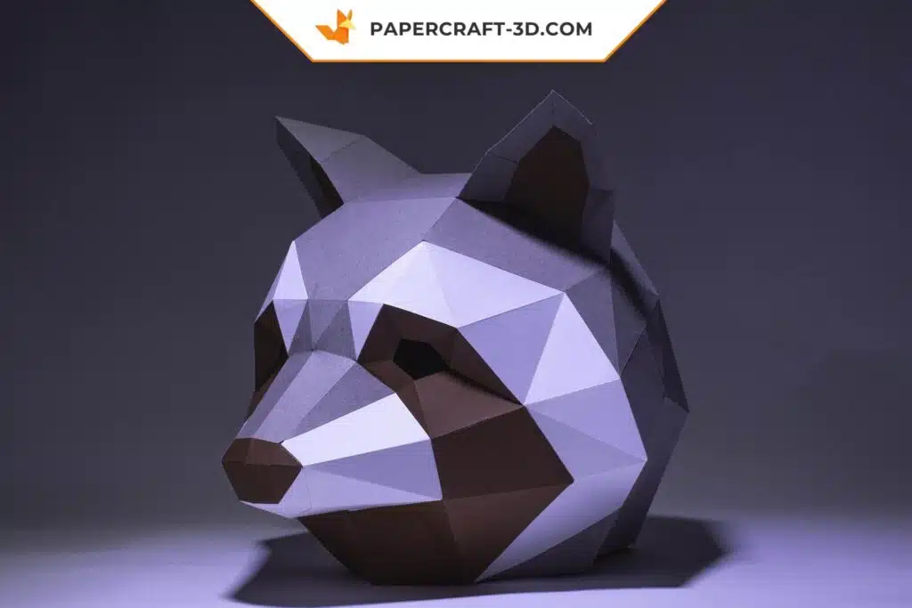 Papercraft maschera di procione in origami 3D