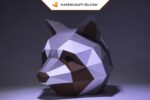 Papercraft raccoon mask in 3D origami