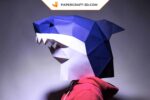 Papercraft shark mask in 3D origami
