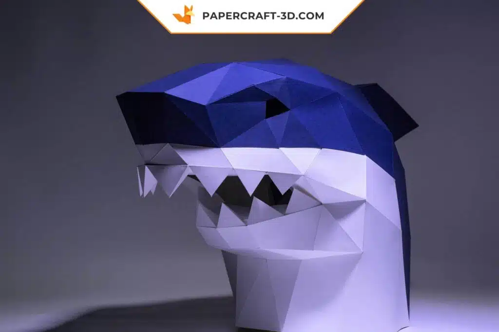 Papercraft Origami-Haifischmaske, 3D-Modell