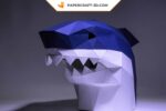 Papercraft shark mask in 3D origami