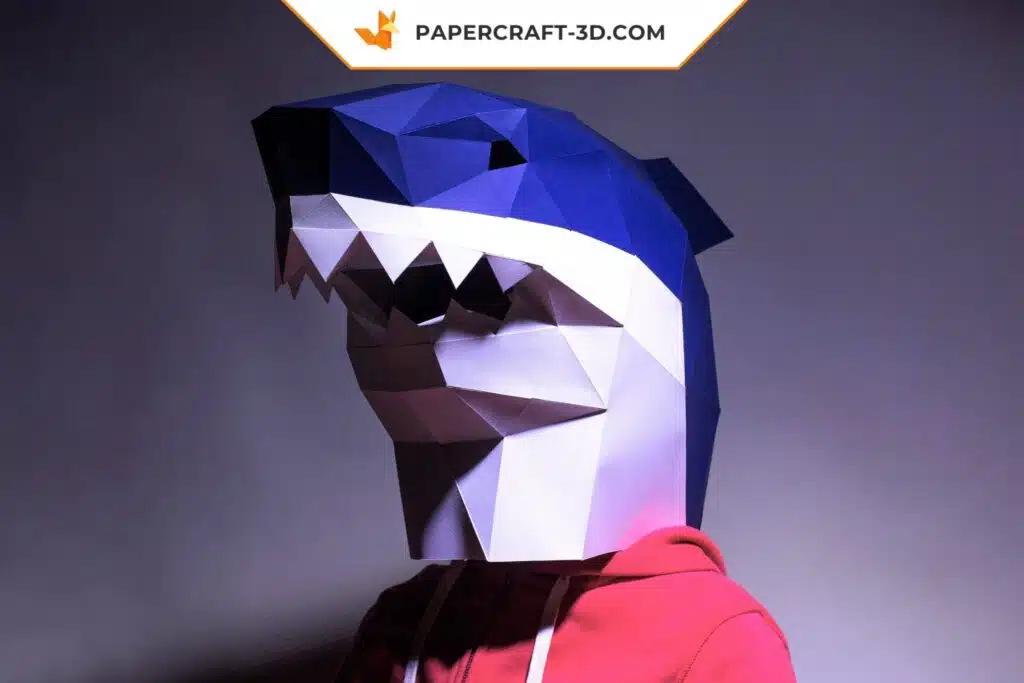Papercraft Origami-Haifischmaske, Ansicht 2